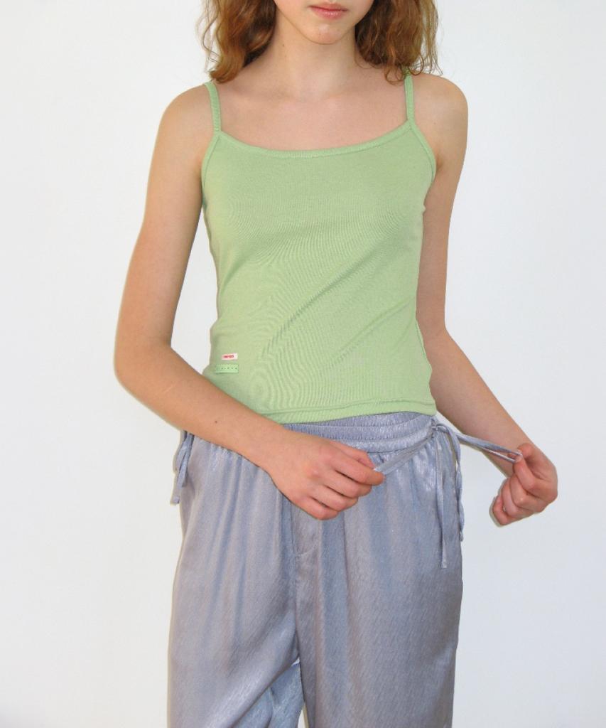 RONRON Waist Bow Tie Shining Pants Dusty Blue