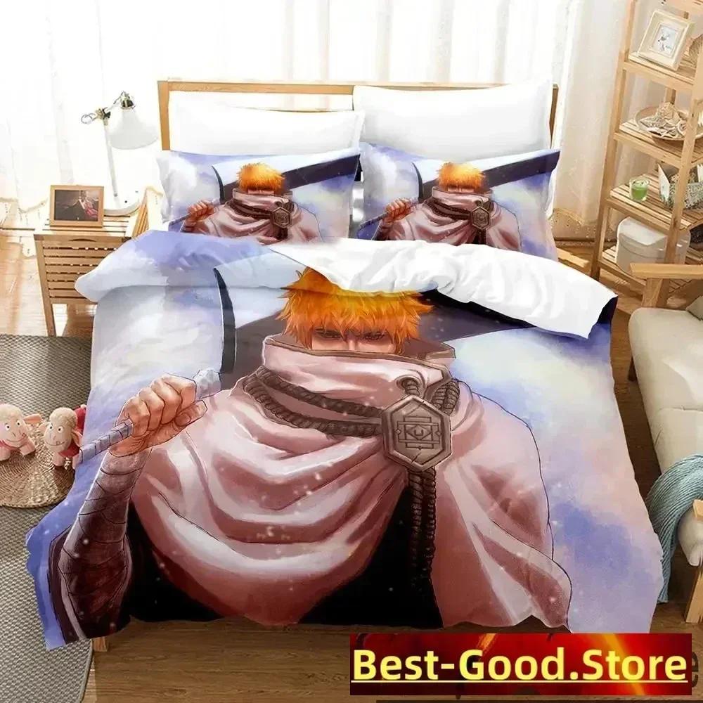 Anime Bleach Kurosaki Ichigo Bedding Set Printed Bed Set With Pillowcase Bed Duvet Cover Soft Queen King Size Bedclothes Home