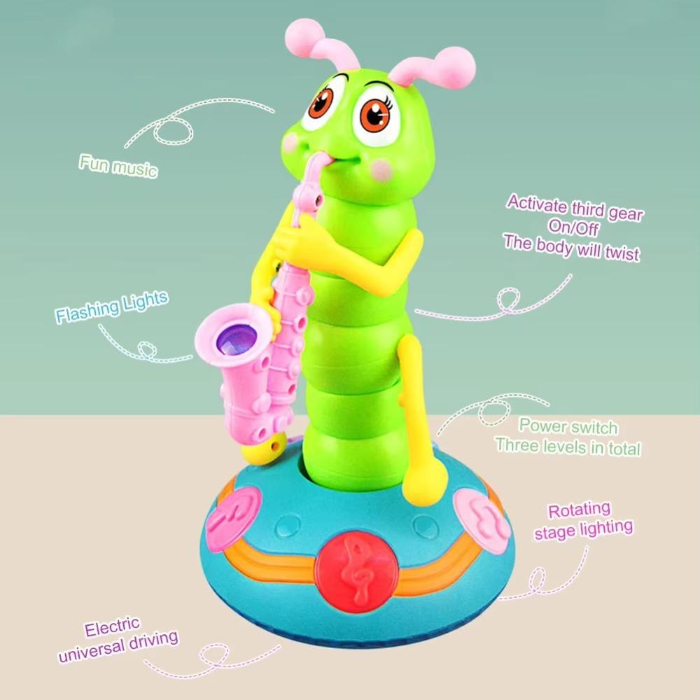 LED Electric Music Toy Interactive Dancing Caterpillar Toy Saxophone Caterpillar Toy  Kids Toddlers
