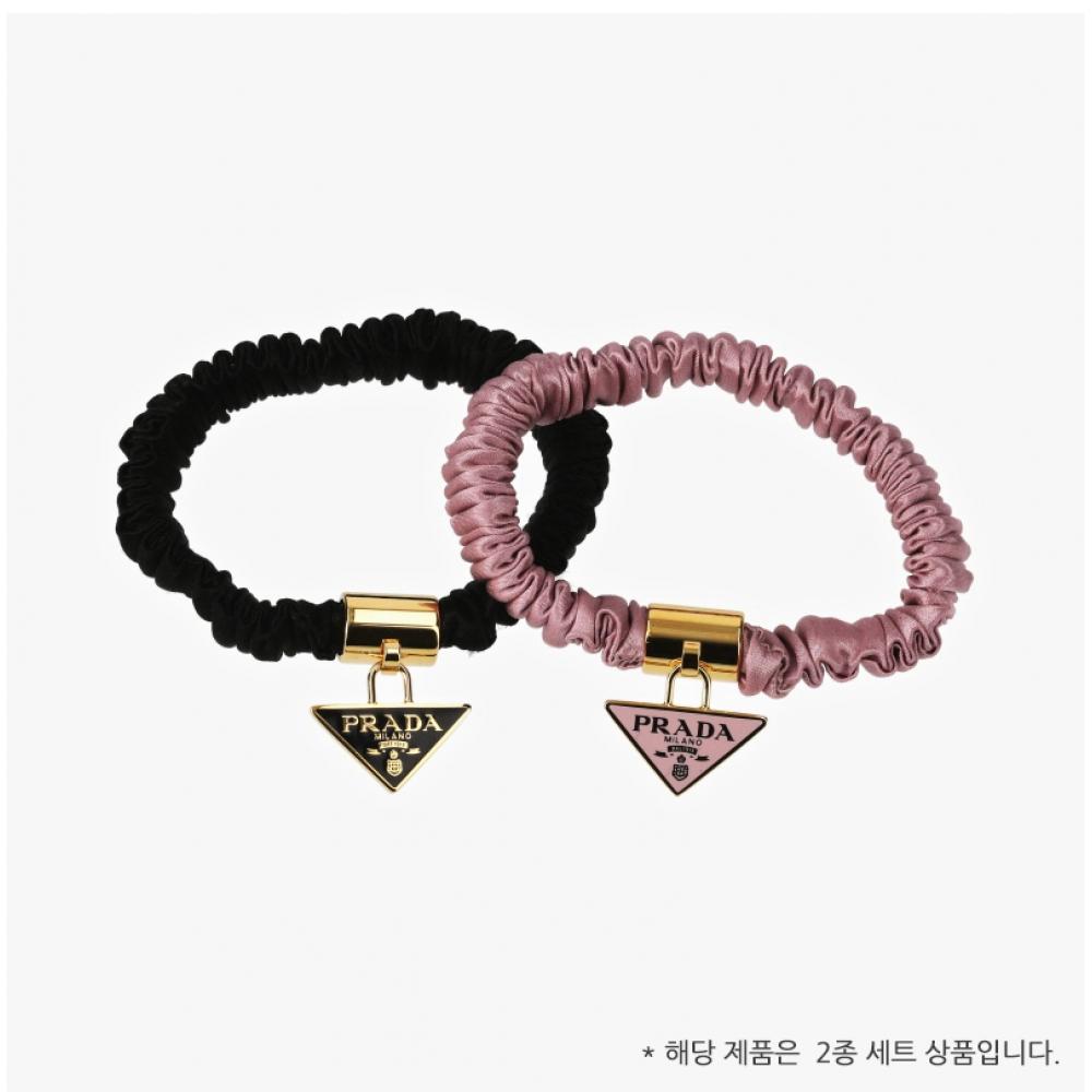 Prada 1if161 12el F0d7b Logo Trójkąt Satynowy Krep Elastyczna Opaska 2 Typy