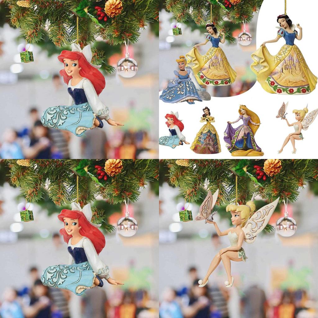 Delightful Snow White Ariel Belle Rapunzel Acrylic Pendant Ornaments Xmas Tree Decor