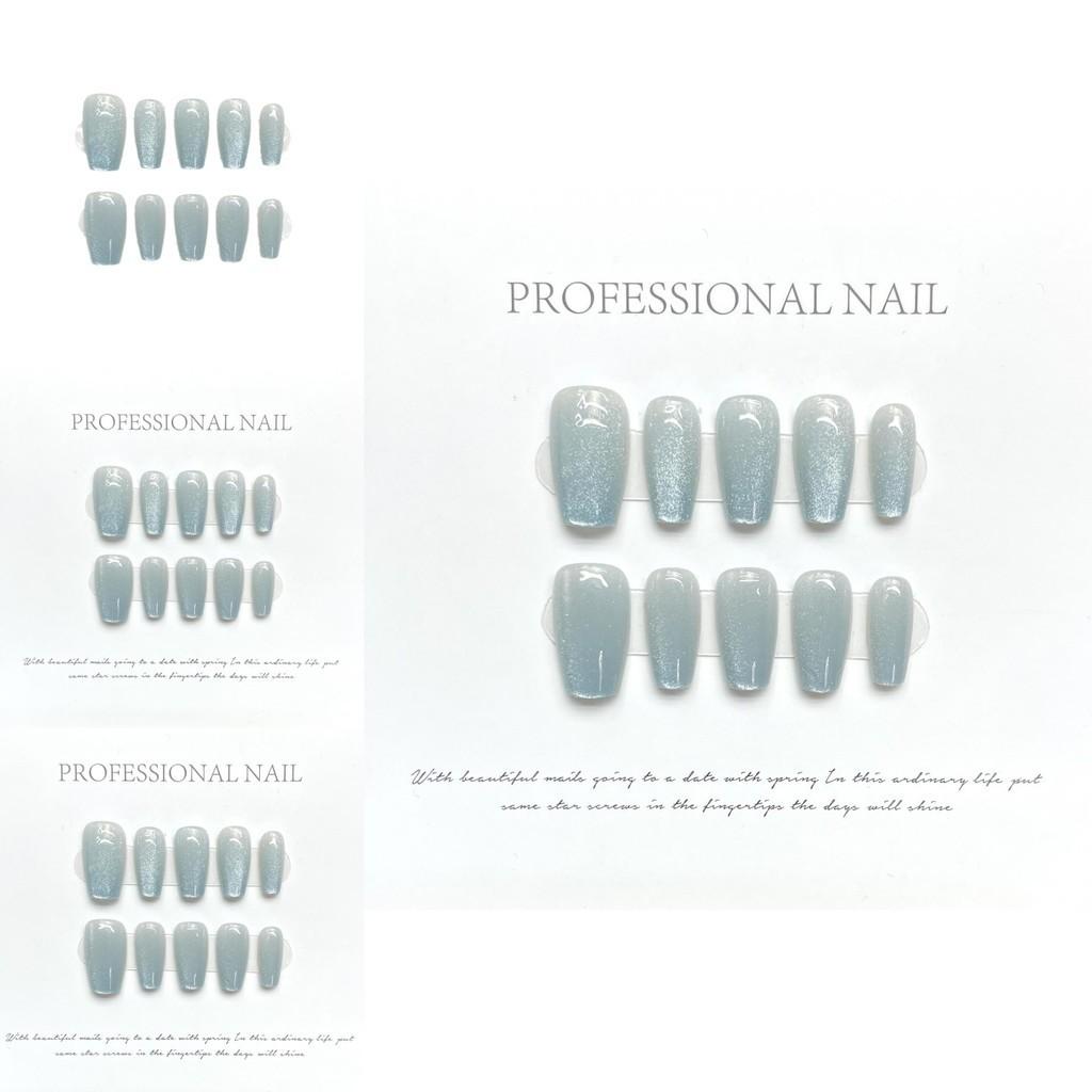 Eisblaue Katzenaugen-Nagelsticker Kleine, mittlere und extra kleine Größen Süß-würdiger Blush-Stil