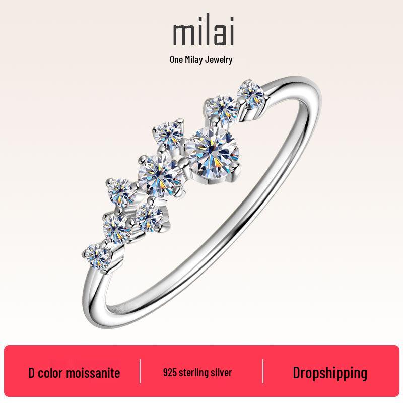 

High-End Moissanite Ring: Custom s925 Sterling Silver Luxury Fashion Size 5.5 US