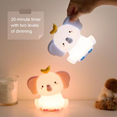 Elephant Night Light Silicone BPA-Free Dimmable Touch Control Night Lamp 2-Level Dimmable Rechargeable Auto-Off Timer Night Lamp Nursery Decor