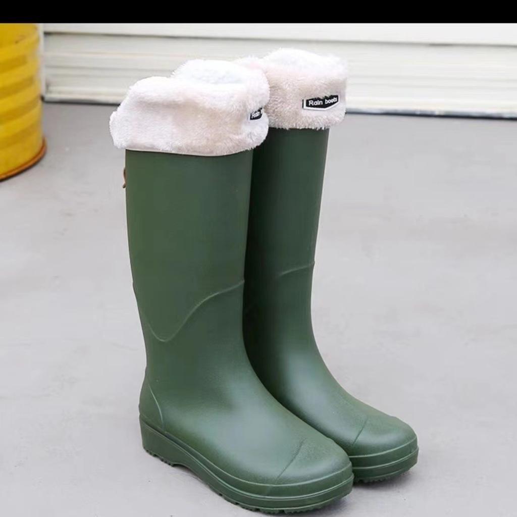 High tube rain shoes men's and women's non-slip waterproof shoes thick sole wear-resistant long tube water boots outdoor wading rubber shoes fashion