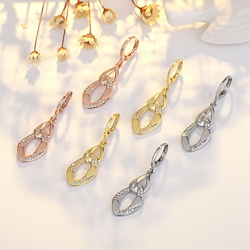 

New Interlocking Micro-set Zircon Long Earrings High-end Jewelry