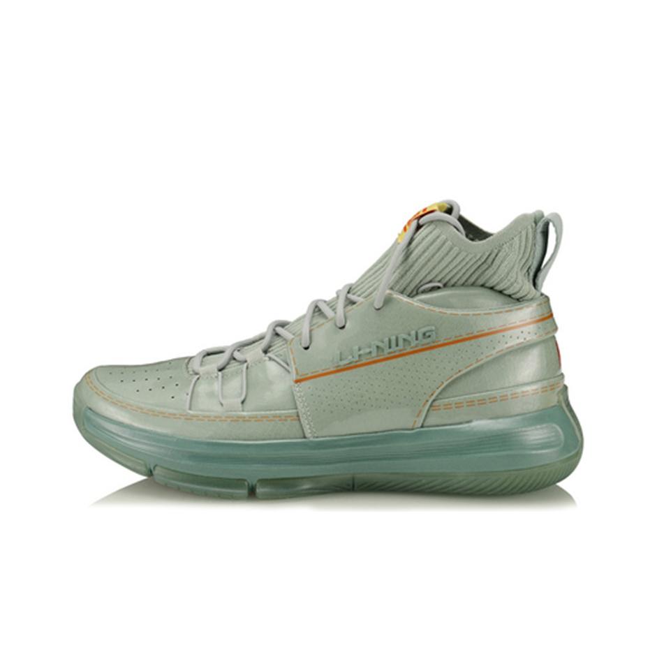 Li Ning 937 Rebirth High-Top Retro Basketball Shoes Men Sneakers Water Gray Green AGBQ027-3