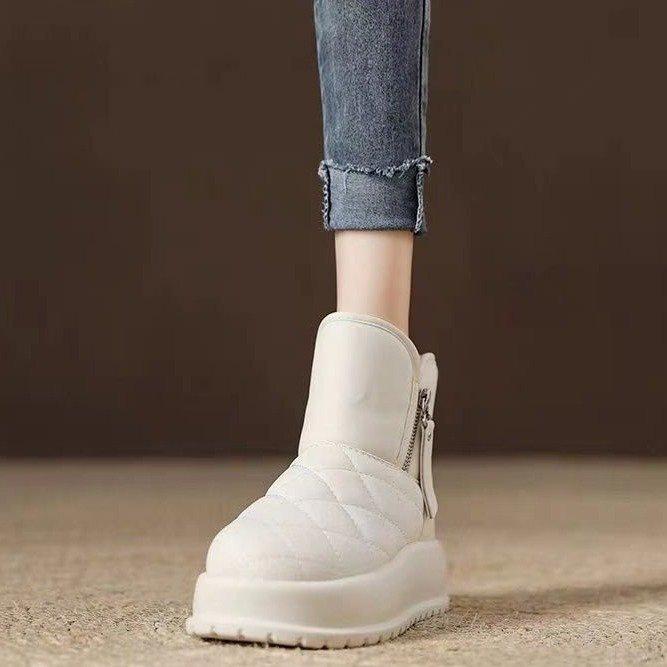 Popular Medium Tube Snow Boots Women's Winter 2025 New Thickened Velvet Warm Non-slip Soft Sole Short Tube Northeast Cotton Shoes