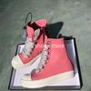 R-o Luxury Men Sneaker Peach Pink Leather High Top Shoe Women Boots Jumbo Laces Casual Shoes Cowhide Sneakers Ankle Boot