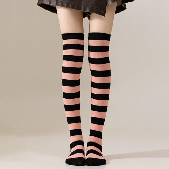 Striped Thigh High Socks Women Colorful Over-the-Knee Socks Retro Stretchy Thigh Highs for Girls Cosplay Lolita Costume