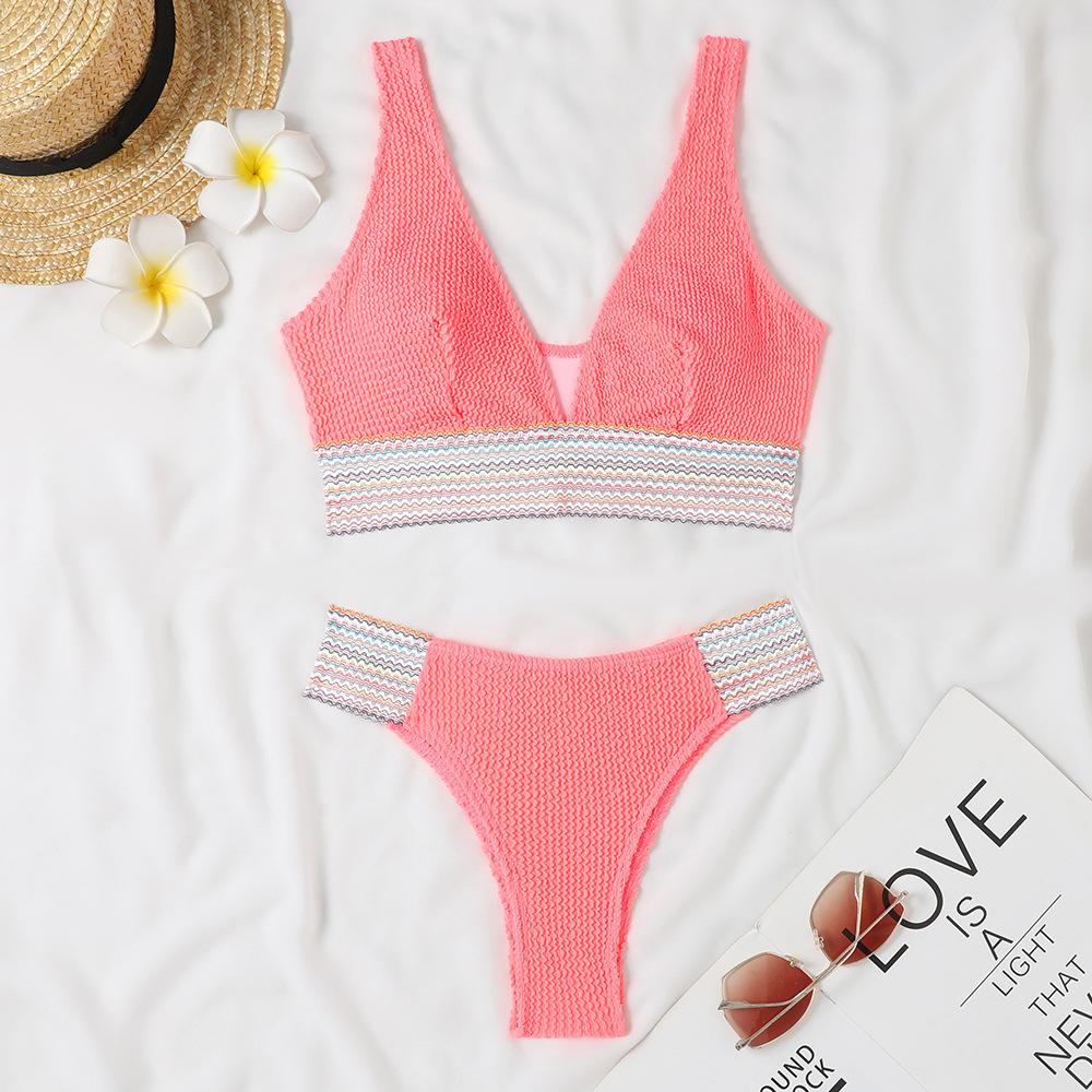 1011 new European and American sexy high-waisted split bikini women's swimsuit