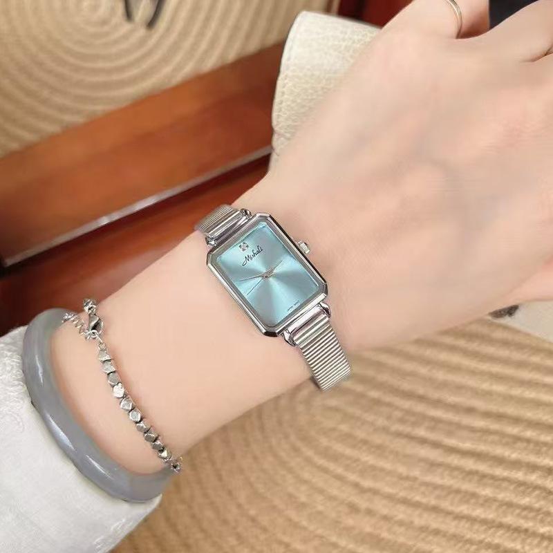 French Crushed Ice Blue Square Fashion Steel Belt Women S Watch Xiaoxiangfeng Women S Watch
