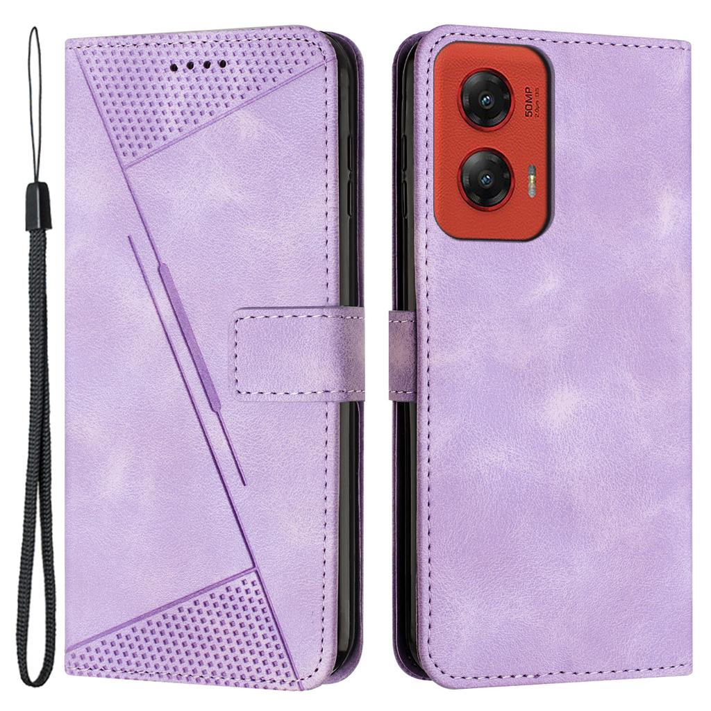 For Motorola Moto G Stylus 5G (2024) Wallet Case PU Leather Phone Cover Triangle Imprinted