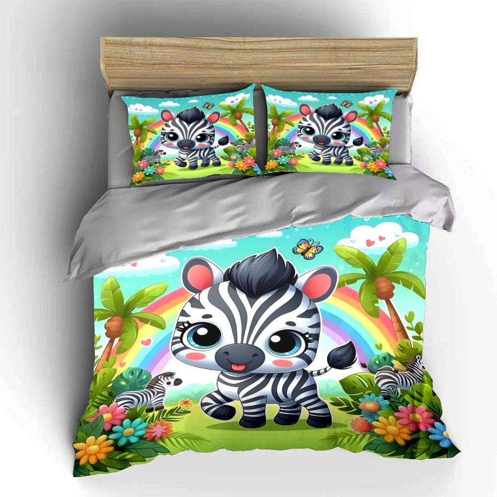 Whimsical Zebra Paradise. Bedding Sets Duvet Covers Pillowcases(1* Duvet Cover 2* Pillowcases Without Duvet Insert)