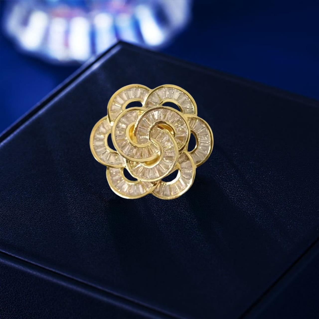 

Французская брошь-цветок Xiaoxiangfeng с магнитной пряжкой, женская высококачественная циркониевая корсажная подвеска, универсальные аксессуары для одежды Electroplated real gold золотой