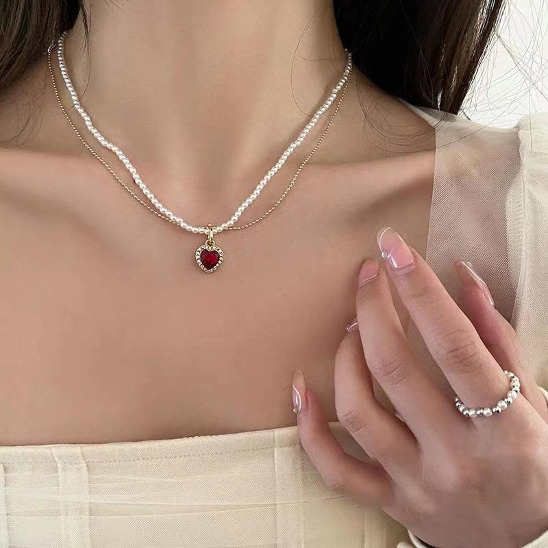 Модное корейское ожерелье из пресноводного жемчуга для женщин, нежное винтажное ожерелье с подвеской в виде ключицы и циркония, ювелирные изделия для вечеринок