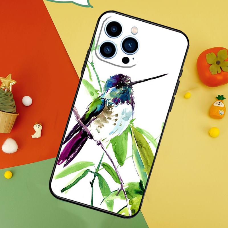 Hummingbird and Flowers Phone Case For iPhone 17 Pro Max 16 15 14 12 11 13 Pro Max Plus 12 13 Mini 16e 17 Air Cover