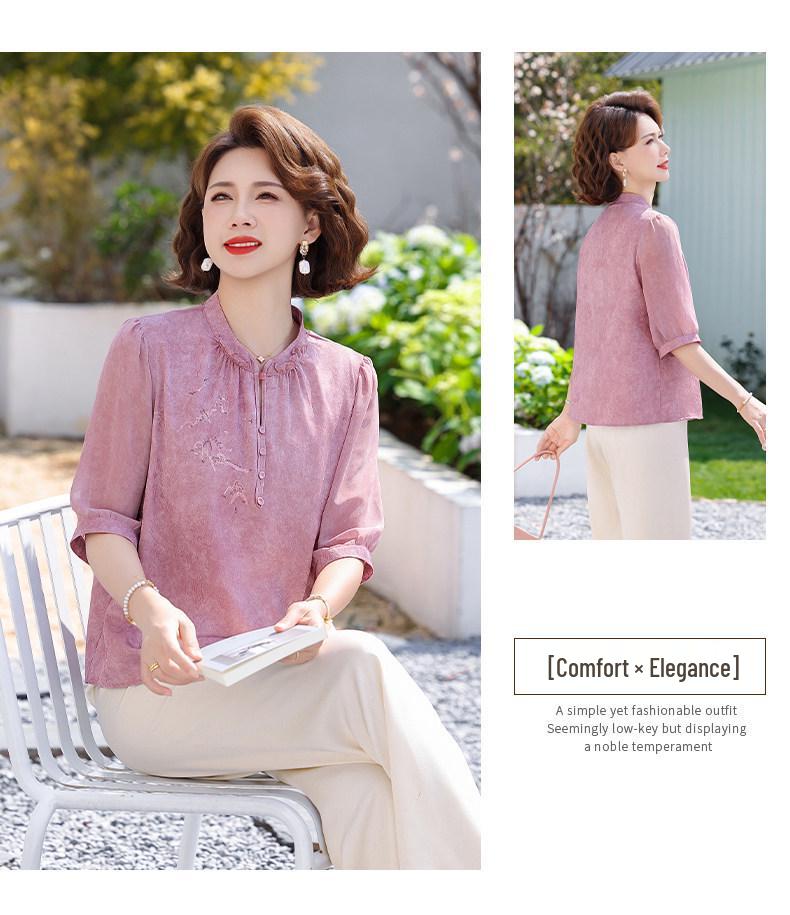 Chiffon Blouse for Summer 2026: Elegant Short Sleeve Chinese Style for Moms