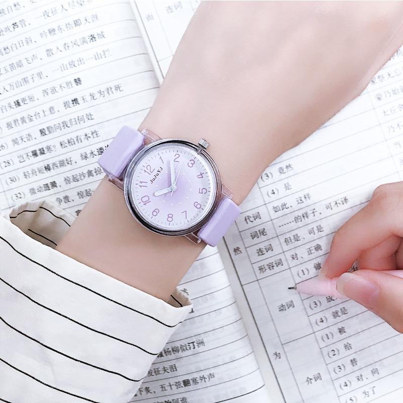 New silicone tape student watch girl junior high school student exam special watch luminous waterproof quartz watch