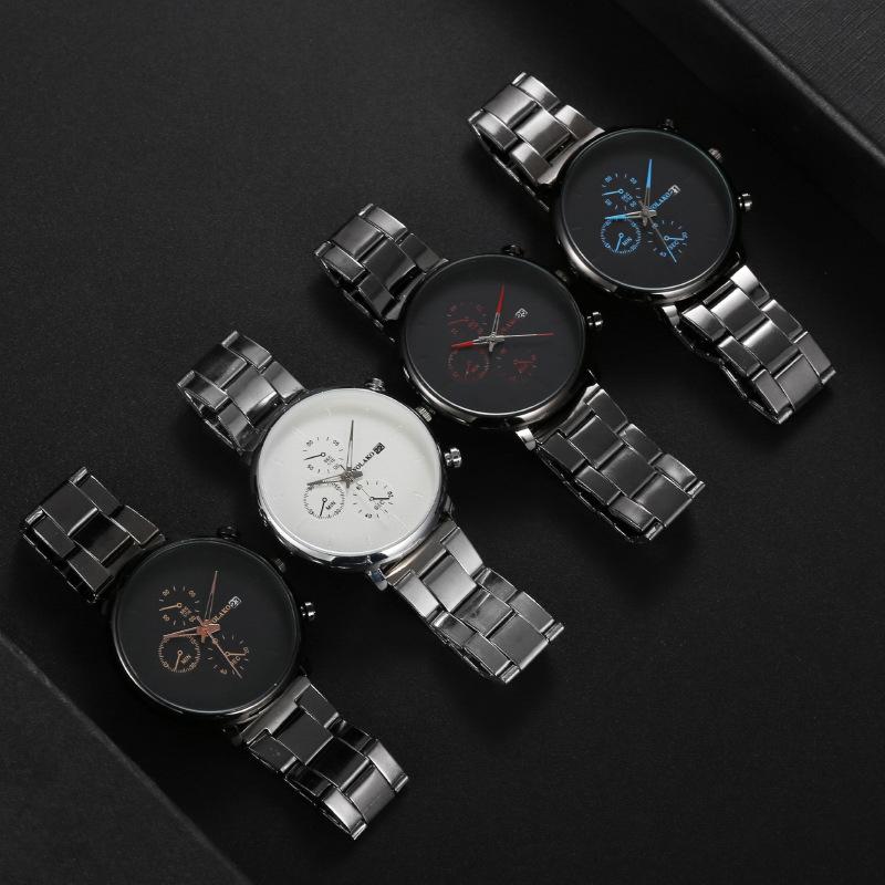 Fashion three-eye calendar men's watch men's watch quartz steel belt men's watch