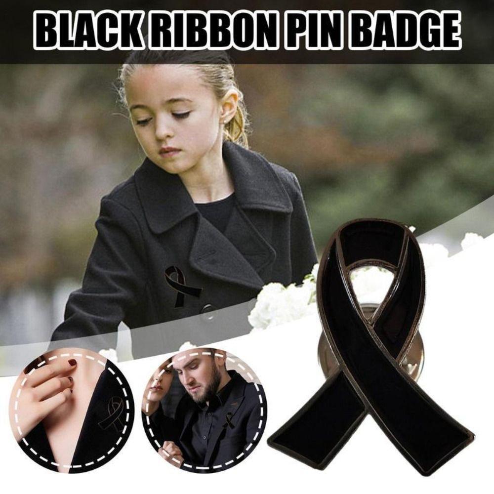 New Portable Memorial Black Ribbon Brooch Souvenir Black Alloy Badge Accessory Queen Black Badge Pin For Funerals and Mourning