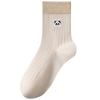 Sock Pure Cotton Mid-Calf Socks Anti-Bacterial Anti-Turning Balls Cute Embroidered Panda Autumn-Winter