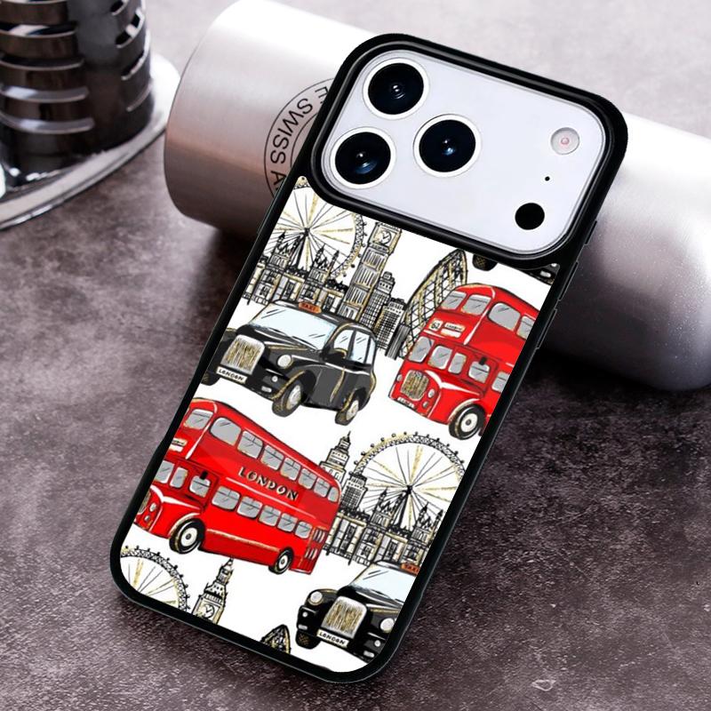 London Red Bus Big Ben Phone Case for iPhone 17 16 15 Pro Max Air 14 13 12 11 Plus Shockproof Capa Cover