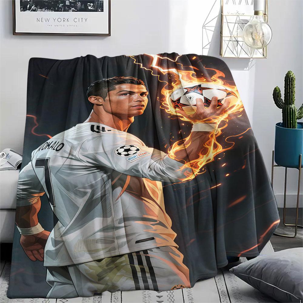 1PC CR7 Cristiano Ronaldo Patterned Flannel Blanket Suitable For All Seasons for Home Decor Warmth and Comfort Gifts Holiday Present