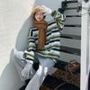 Women Striped Knitted Sweater Autumn Winter Warm Pullovers Oversized Sweaters Unisex Casual Loose Jumper Teen Streetwear
