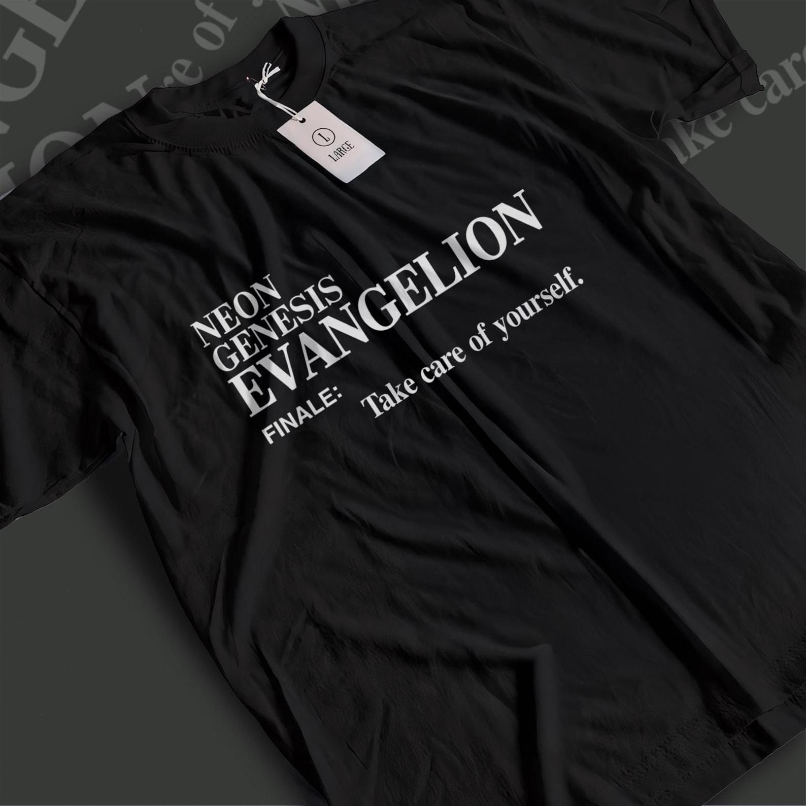 Neon Genesis Evangelion Shirt | End of Evangelion T-Shirt | Take Care of Yourself Quote Tee | Dark Anime Gothic Graphic Top S