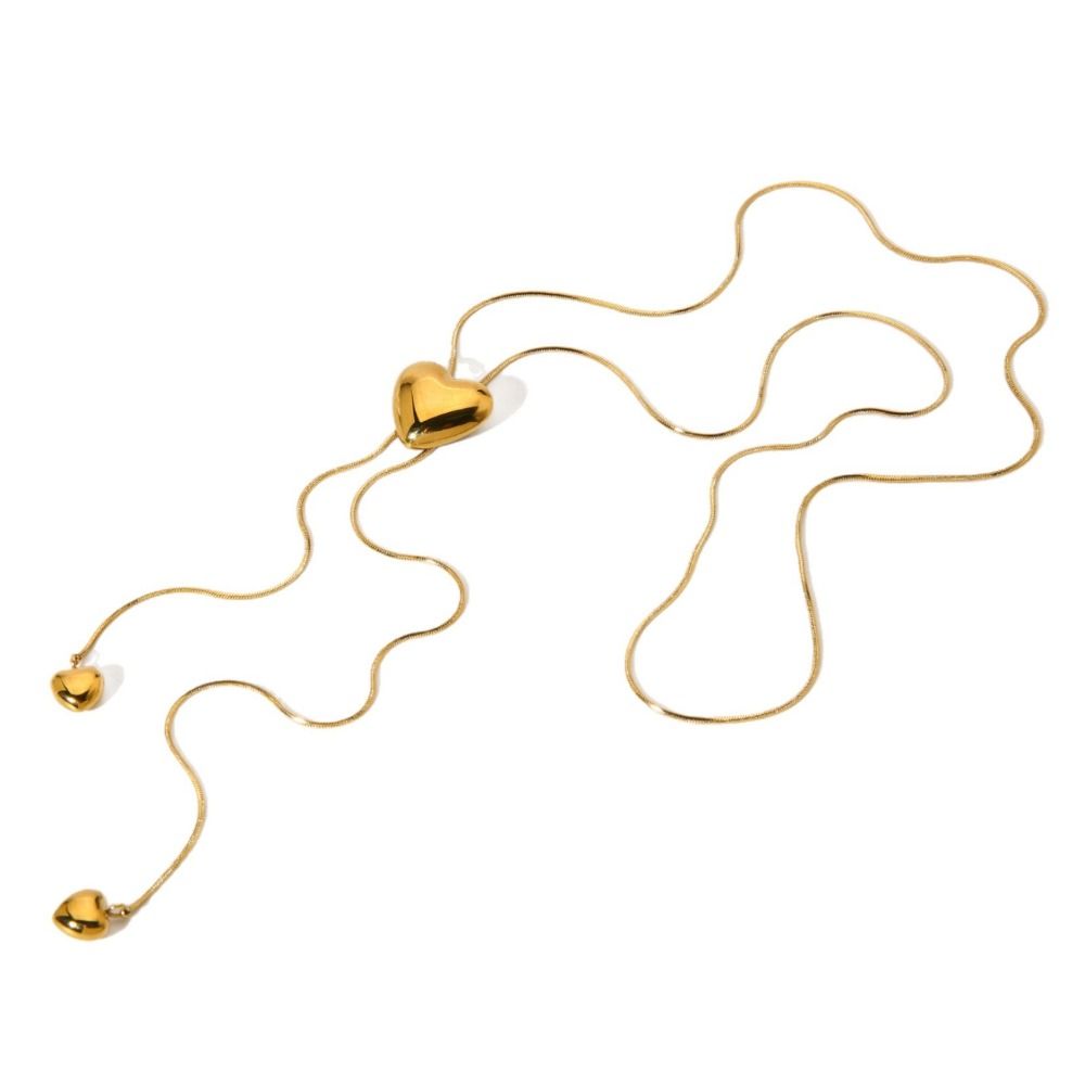 Gold Color Heart Chain Necklace Alloy Heart Pendant Necklace Bijoux Femme
