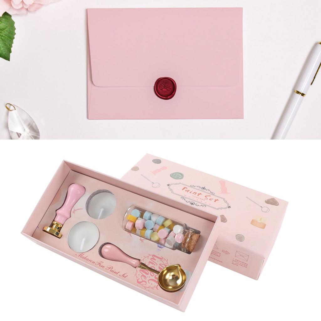 Wax Stamp Kit Retro Removable Handle Pattern Wax Stamp Sealing Kit for Envelope Invitation