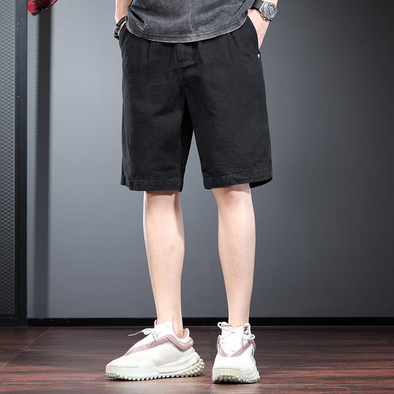 Men s Loose Fit Washed Denim Shorts 36