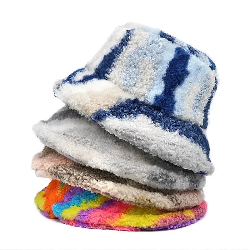 Winter Warm Fur Bucket Caps Women Men Outdoor Keep Warm Fluffy Panama Female Thickened Rabbit Hair Windproof Fisherman Caps