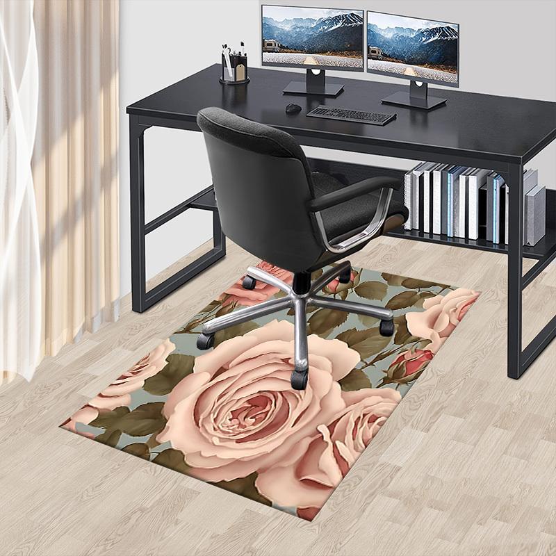 1PC Rose Pattern Carpet Ultra Soft, Thick & Absorbent, Non Slip Machine Washable Mat for Entryway