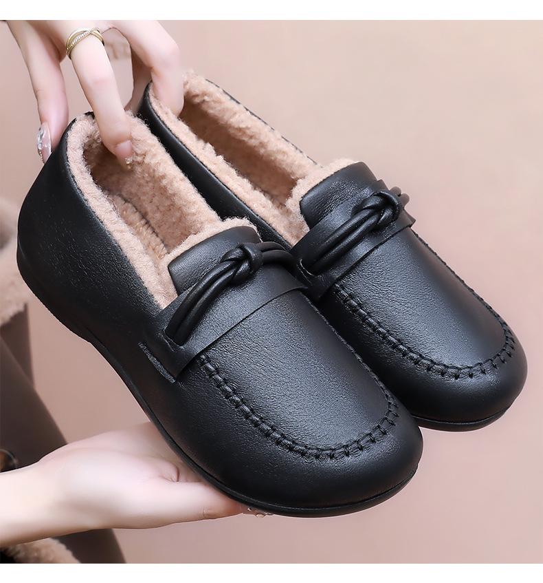 Women's New Fashion Comfortable Leather & Velvet Ankle Boots - Warm and Lightweight Cotton Shoes