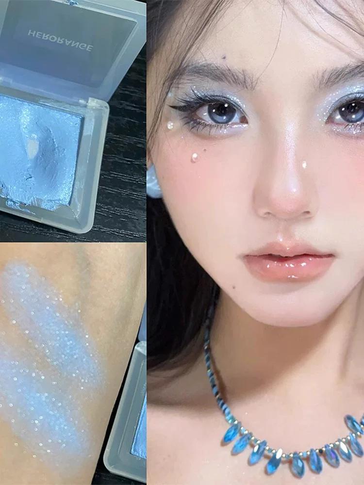 Gemstone Crushed Diamond Ice Blue ~ Low-Saturation Silver Blue Wet-Look Glitter Eyeshadow Single Color with a Cool Fragmented High-End Feel