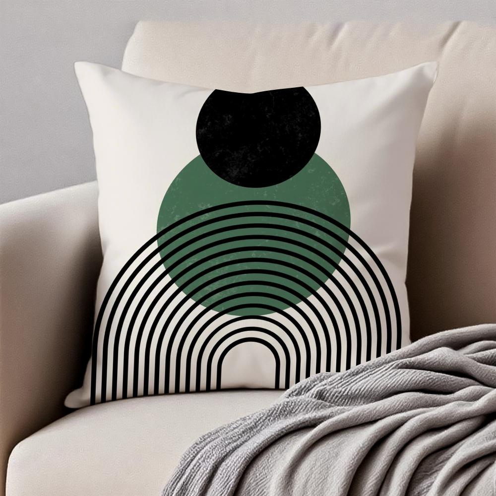 Reduced geometry Cushion Cover Pillowcase Antidustmite Invisible Zipper Short Plush Sofa Cushion