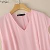ZANZEA Women CasuaL V-Neck Summer Short Sleeve Dress