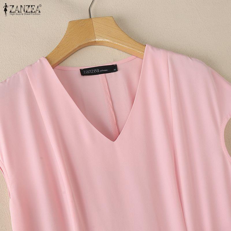 ZANZEA Women CasuaL V-Neck Summer Short Sleeve Dress