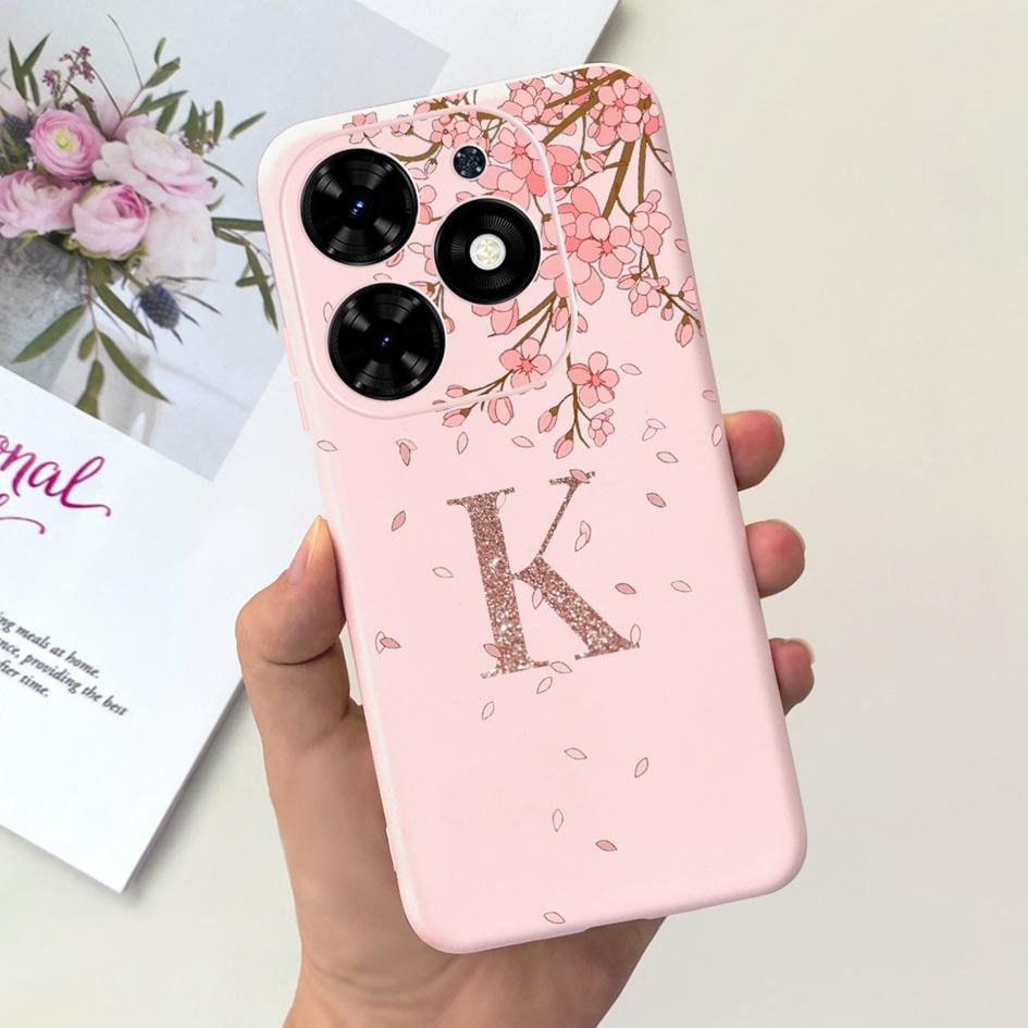 For Tecno Spark Go 2024 Case BG6 Cover Cute 26 Letters Crown Silicone Phone Cases For Tecno SparkGo 2024 Bumper Shockproof Funda
