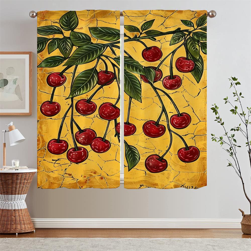 The Cherry Is Ripe White Curtains On Offer Free Shipping Blackout Curtain for Children's Room Black Out Curtains 2 Pcs Set Curls