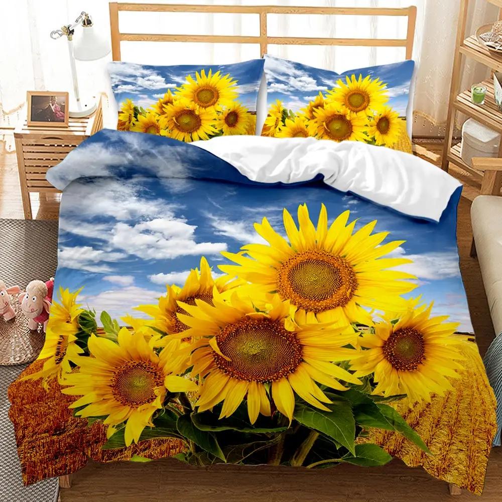 Chrysanthemum Duvet Cover Blooming Floral Branches Botanical Natural Bedding Set Flower Queen King Size Polyester Qulit Cover