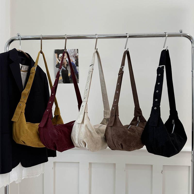 Niche Lazy Suede Dumpling Bag Korean Fashion Simple Casual Versatile Messenger Bag Croissant Bag