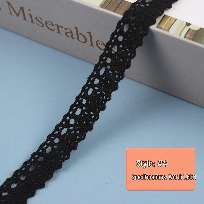 Black Pure Cotton Lace Trim for Clothing and Curtains