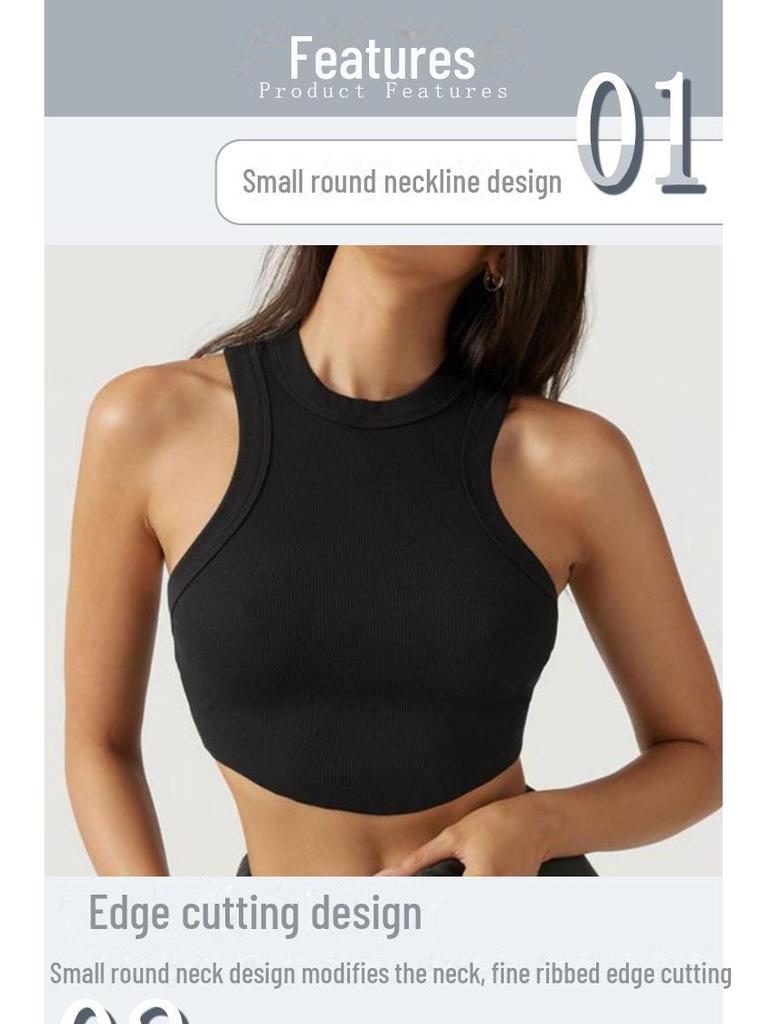 Gilet sportivo da yoga da donna a forma di I ad asciugatura rapida con imbottiture sul petto per fitness, danza e corsa