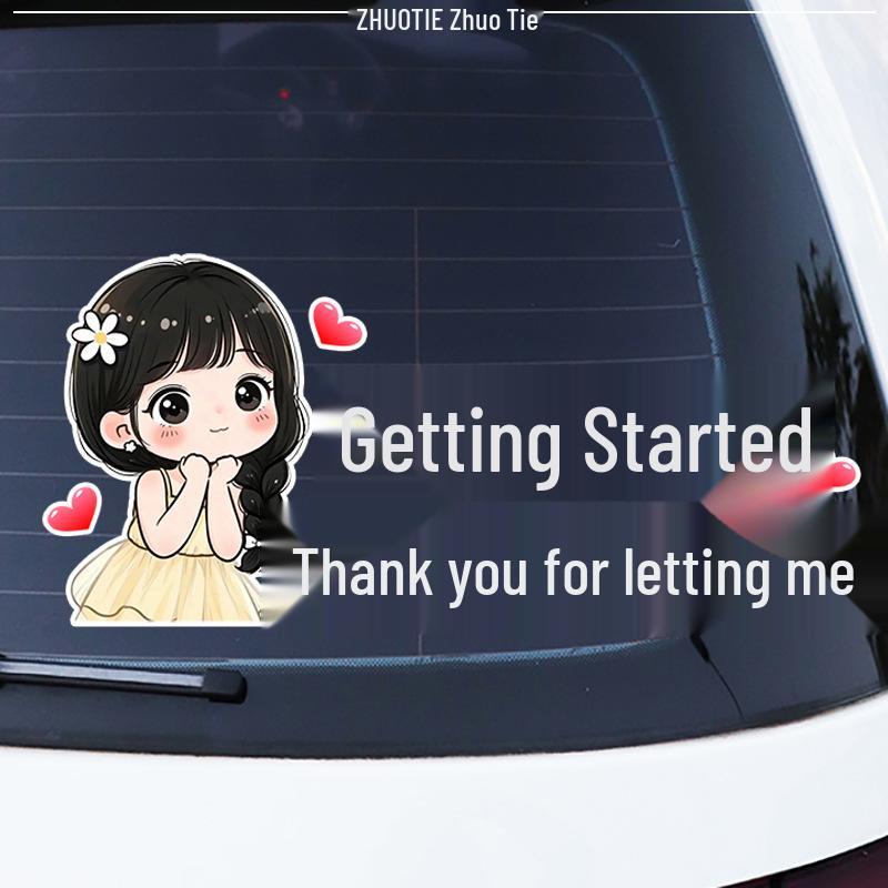 Fun Female Driver Reflective Waterproof Car Sticker
