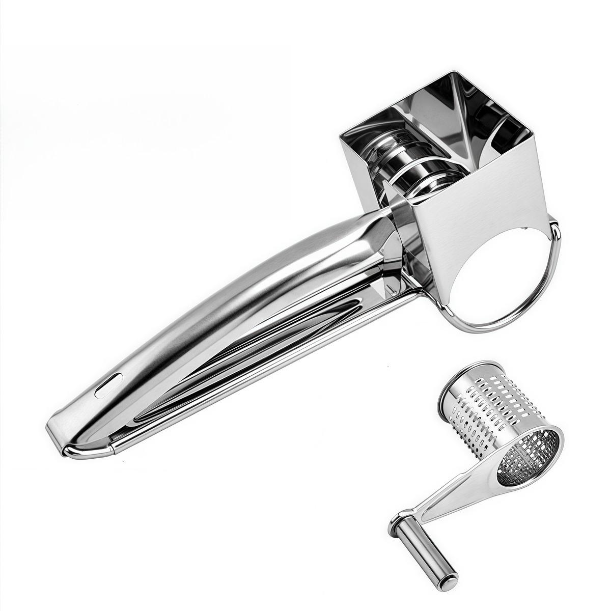 

Ручная роторная терка для сыра из нержавеющей стали, кухонный инструмент, чеснокорезка, морковь, слайсер, измельчитель, терка, слайсер для сыра серебряный