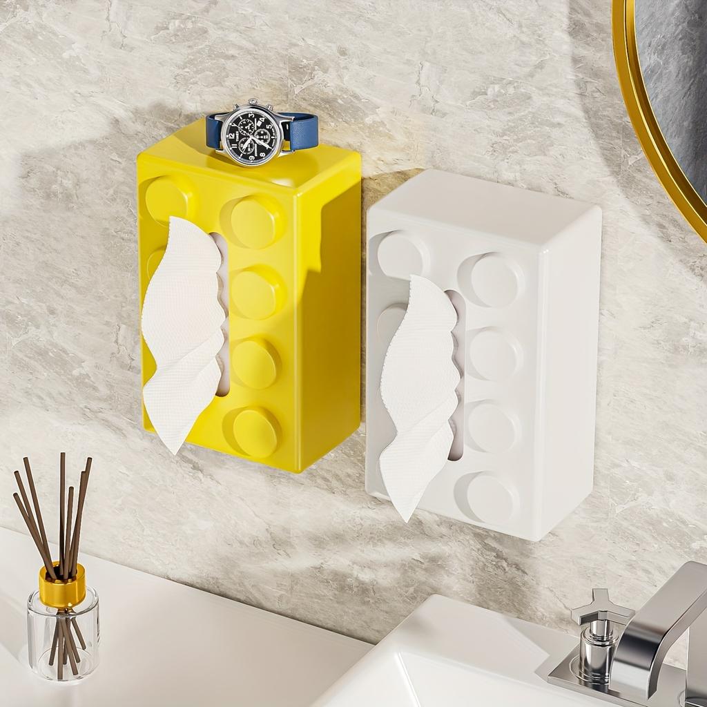 Plastic Decorative Tissue Box Holder Wall Mounted Desktop Creative Storage Suitable for Home Kitchen, Bedroom, Living Room