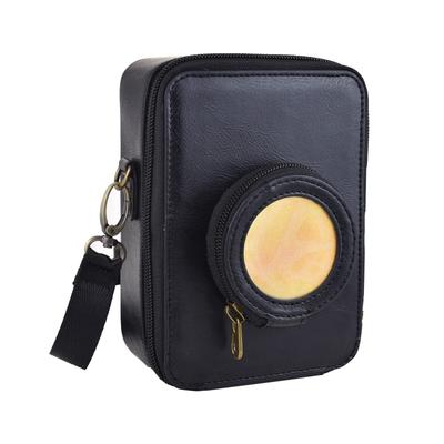 HIYQIN Instax Case, FUJIFILM Instax Mini Evo Camera Case, Protective Bag with Shoulder Strap, Full Protection, PU Leather (Black)